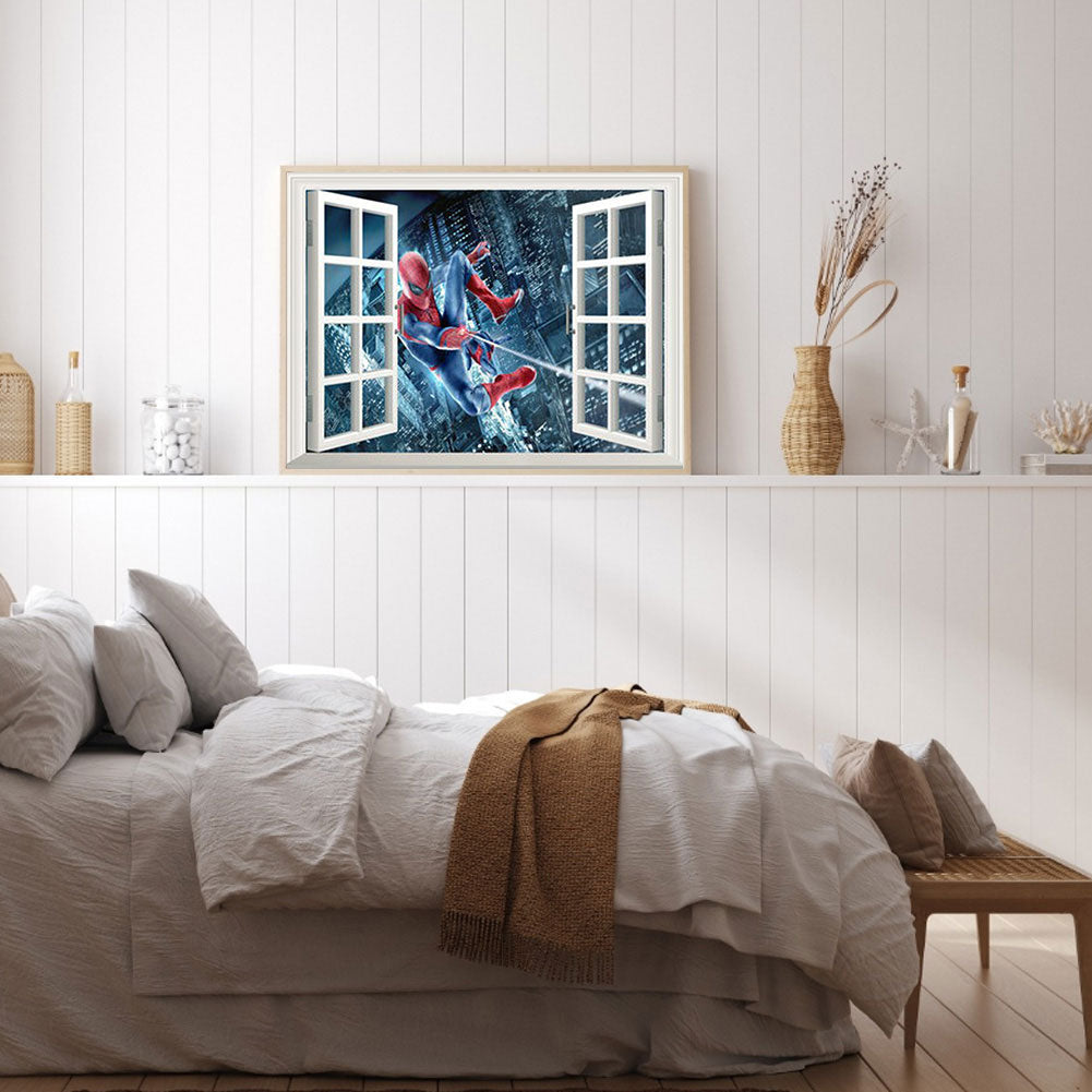 Spiderman Outside The Window - Full Round Drill Diamond Painting 40*30CM