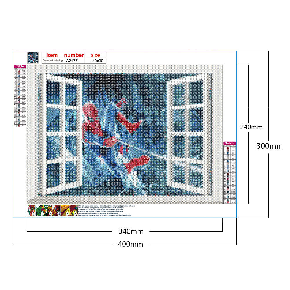 Spiderman Outside The Window - Full Round Drill Diamond Painting 40*30CM