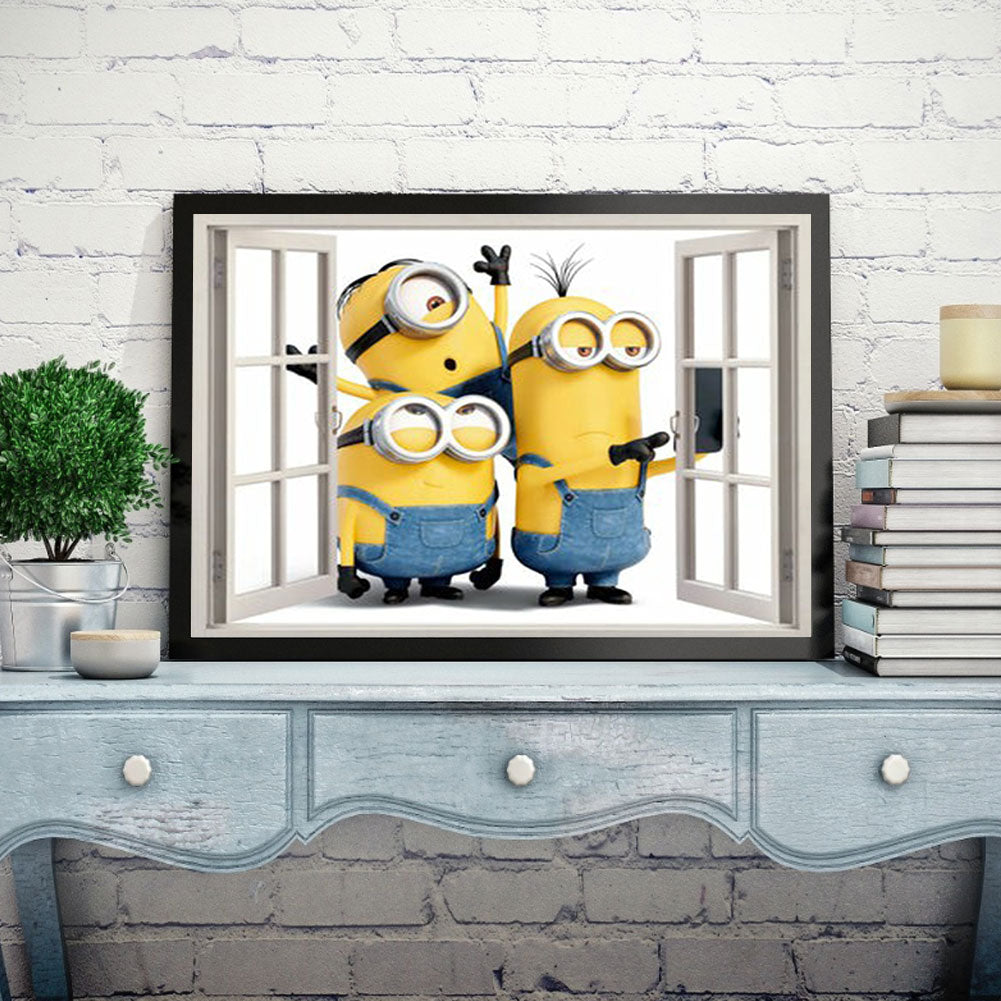 Minions Outside The Window - Full Round Drill Diamond Painting 40*30CM