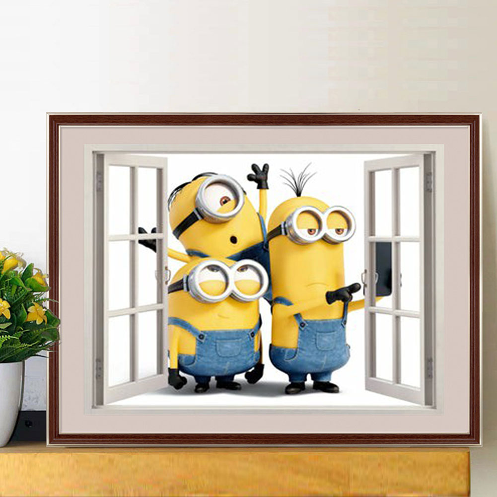 Minions Outside The Window - Full Round Drill Diamond Painting 40*30CM