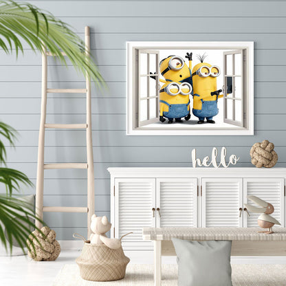 Minions Outside The Window - Full Round Drill Diamond Painting 40*30CM