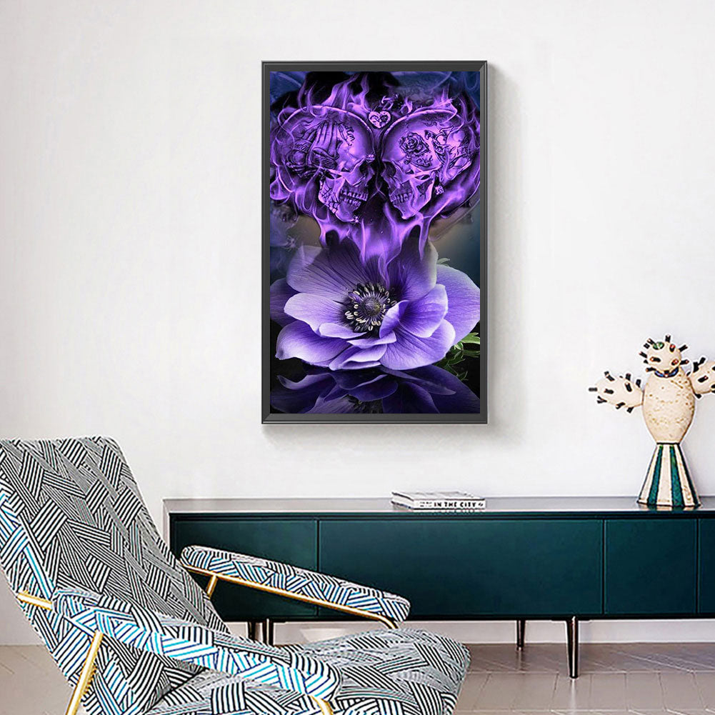 Skull Flower - Full Square Drill Diamond Painting 40*70CM