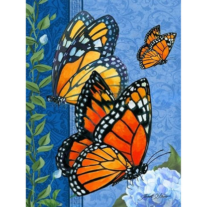 Butterfly Flower - Full Round Drill Diamond Painting 30*40CM