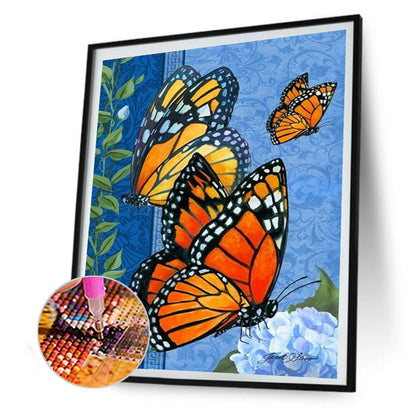 Butterfly Flower - Full Round Drill Diamond Painting 30*40CM