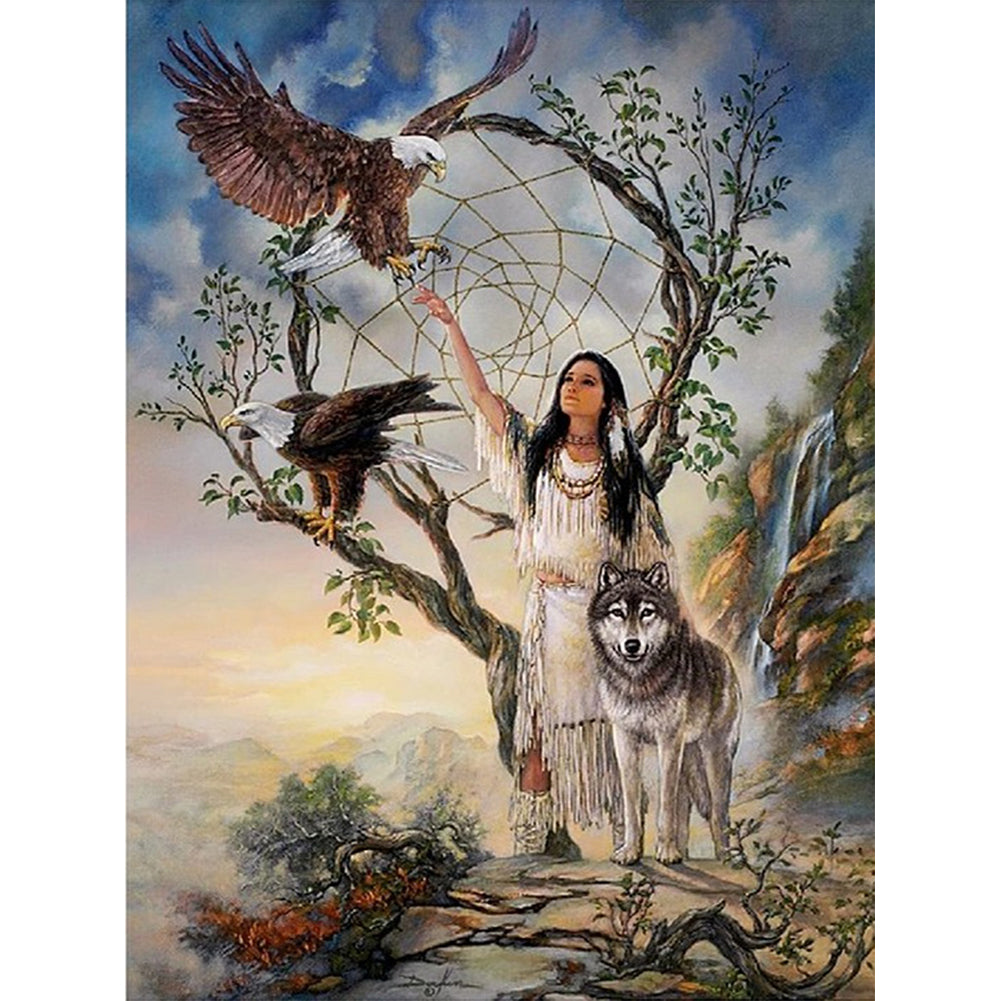 Girl And Wolf - Full Round Drill Diamond Painting 50*60CM