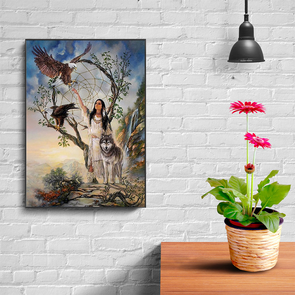 Girl And Wolf - Full Round Drill Diamond Painting 50*60CM