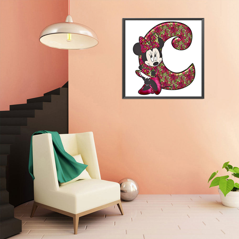 Mickey Mouse Letter C - Full Round Drill Diamond Painting 30*30CM