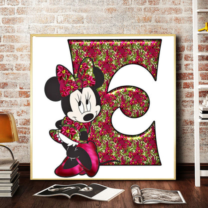 Mickey Mouse Letter E - Full Round Drill Diamond Painting 30*30CM