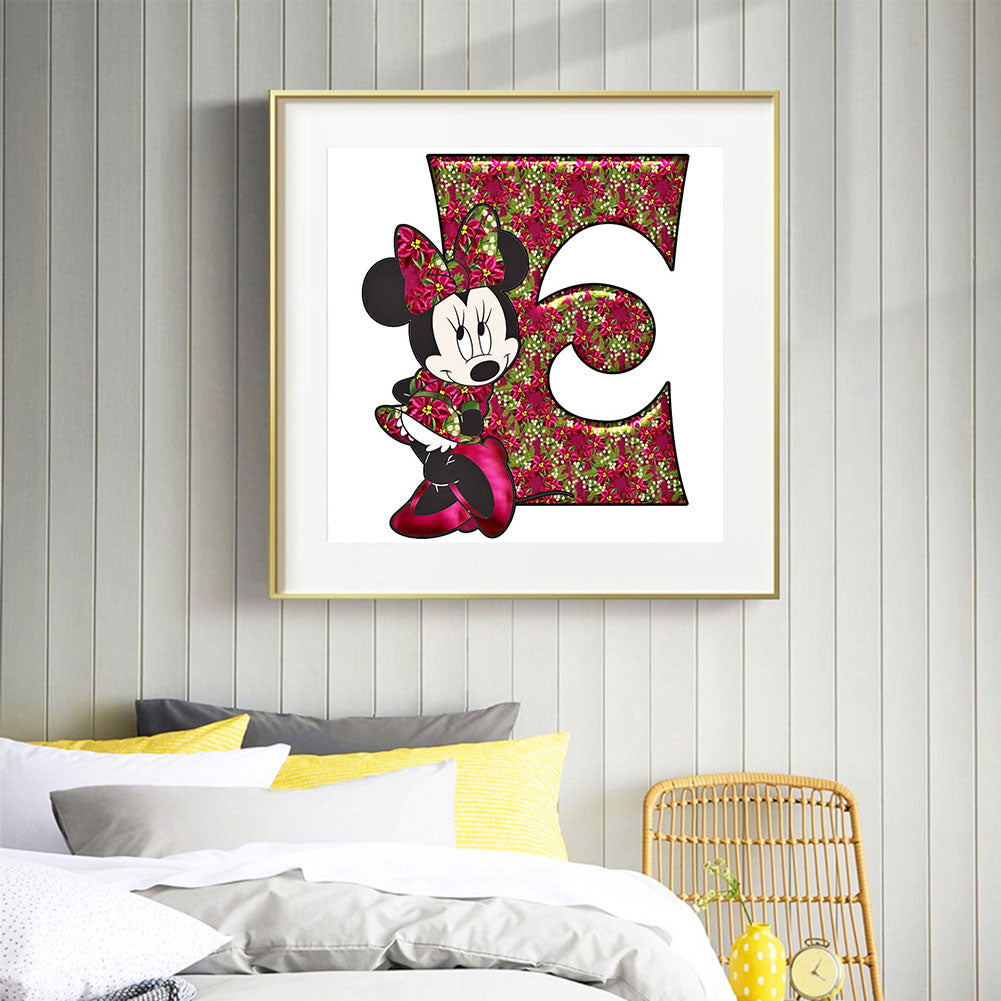 Mickey Mouse Letter E - Full Round Drill Diamond Painting 30*30CM