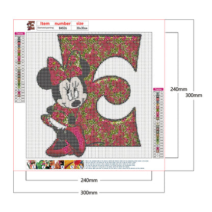 Mickey Mouse Letter E - Full Round Drill Diamond Painting 30*30CM