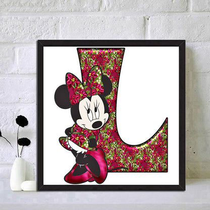 Mickey Mouse Letter L - Full Round Drill Diamond Painting 30*30CM