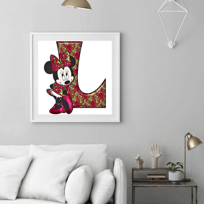 Mickey Mouse Letter L - Full Round Drill Diamond Painting 30*30CM