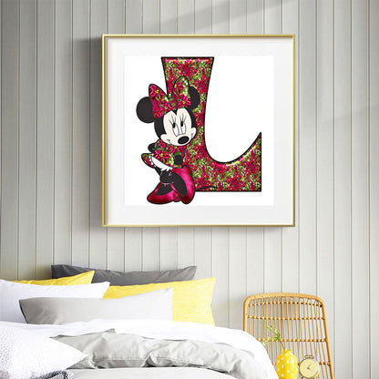 Mickey Mouse Letter L - Full Round Drill Diamond Painting 30*30CM