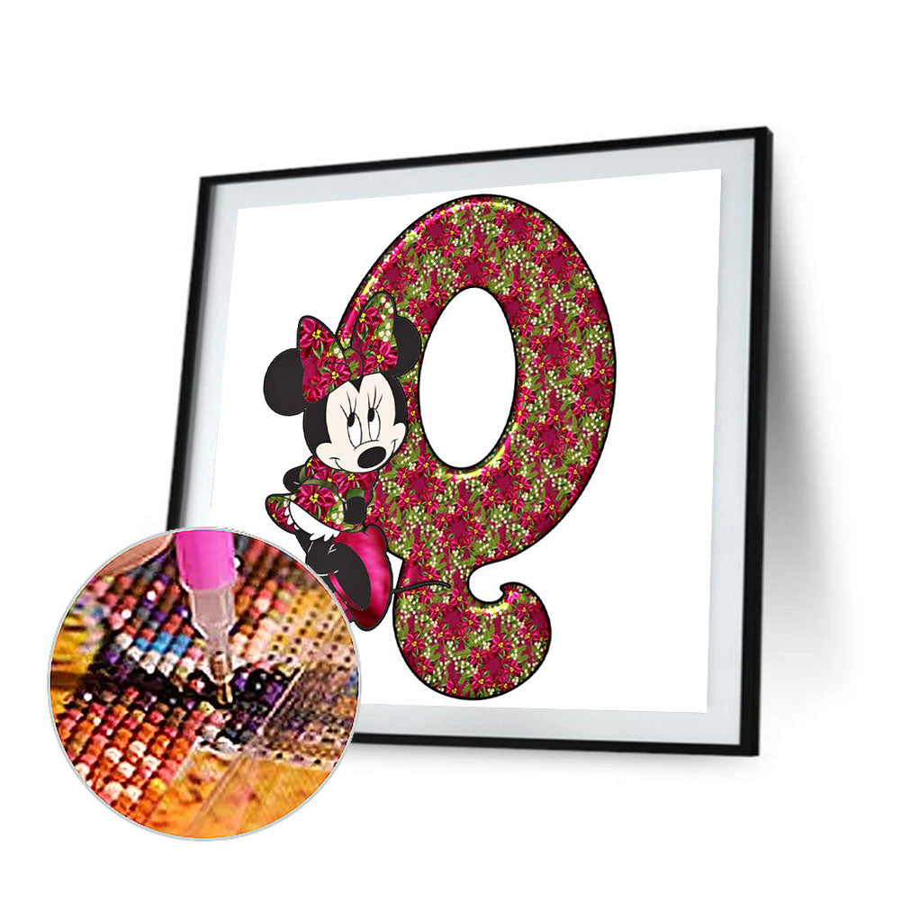 Mickey Mouse Letter Q - Full Round Drill Diamond Painting 30*30CM