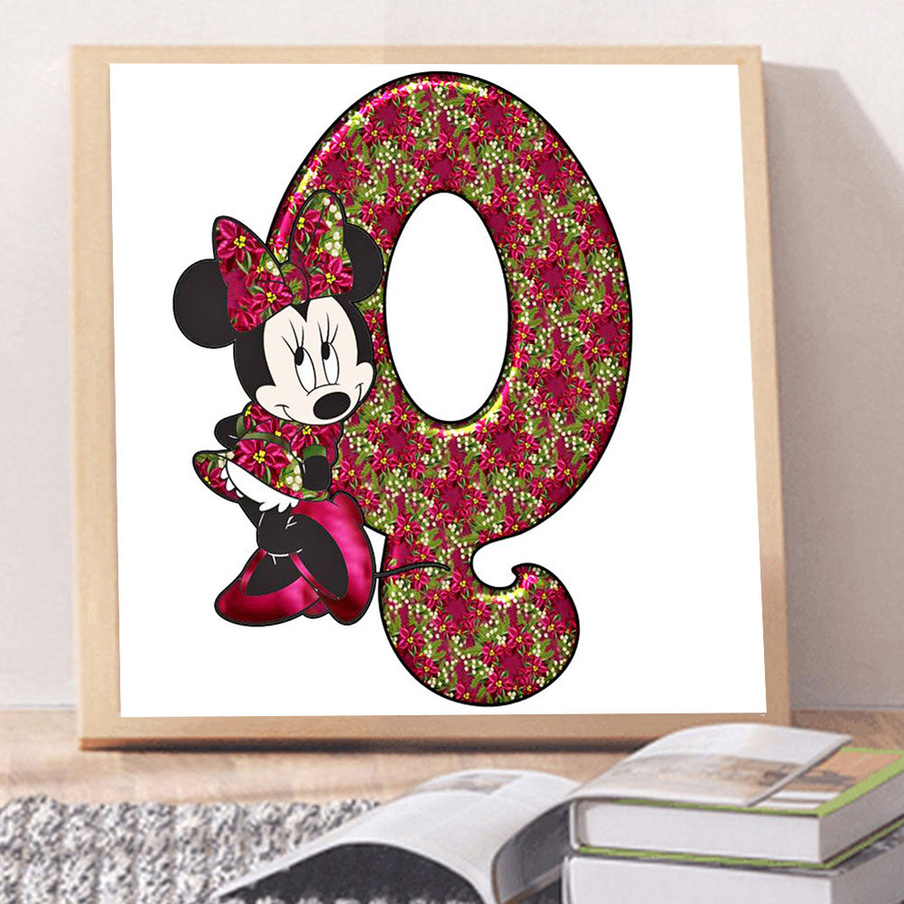 Mickey Mouse Letter Q - Full Round Drill Diamond Painting 30*30CM