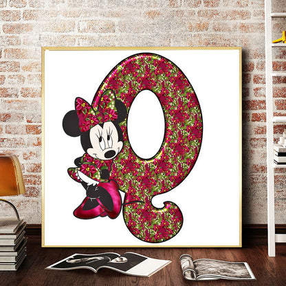 Mickey Mouse Letter Q - Full Round Drill Diamond Painting 30*30CM