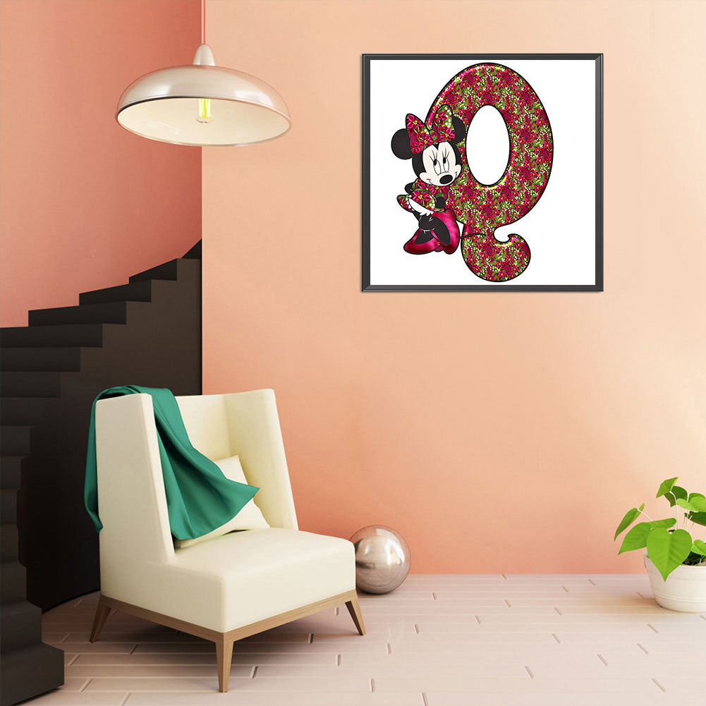 Mickey Mouse Letter Q - Full Round Drill Diamond Painting 30*30CM