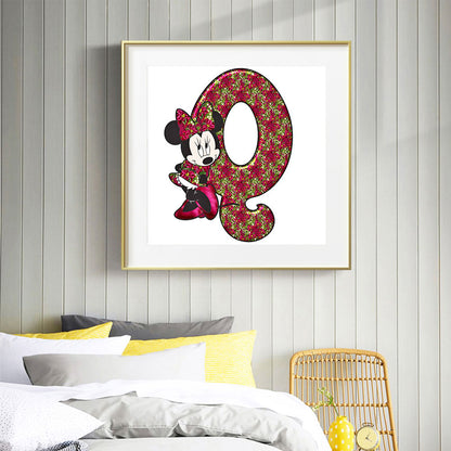 Mickey Mouse Letter Q - Full Round Drill Diamond Painting 30*30CM