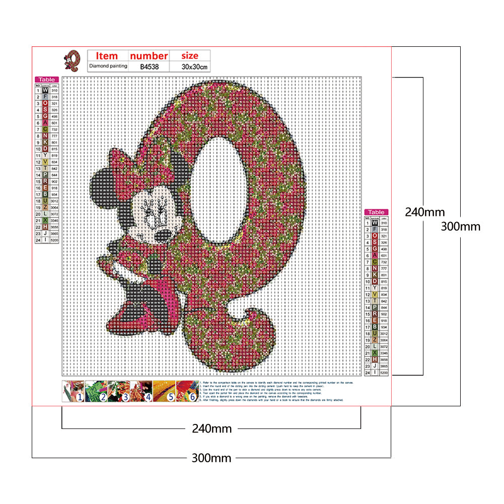 Mickey Mouse Letter Q - Full Round Drill Diamond Painting 30*30CM