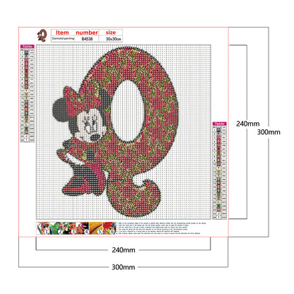 Mickey Mouse Letter Q - Full Round Drill Diamond Painting 30*30CM