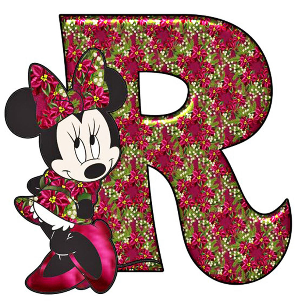 Mickey Mouse Letter R - Full Round Drill Diamond Painting 30*30CM