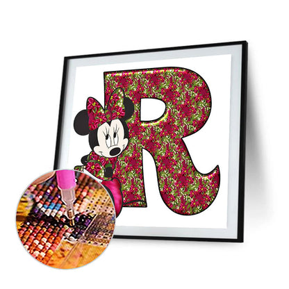 Mickey Mouse Letter R - Full Round Drill Diamond Painting 30*30CM