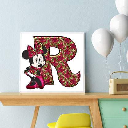 Mickey Mouse Letter R - Full Round Drill Diamond Painting 30*30CM