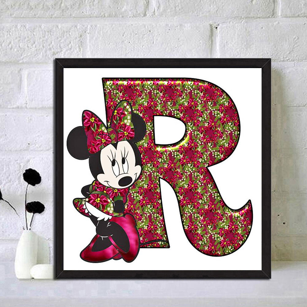 Mickey Mouse Letter R - Full Round Drill Diamond Painting 30*30CM