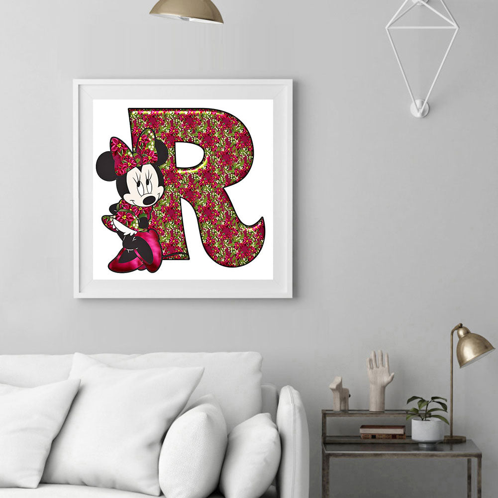 Mickey Mouse Letter R - Full Round Drill Diamond Painting 30*30CM