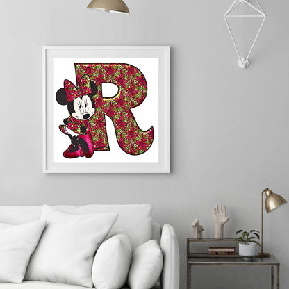 Mickey Mouse Letter R - Full Round Drill Diamond Painting 30*30CM