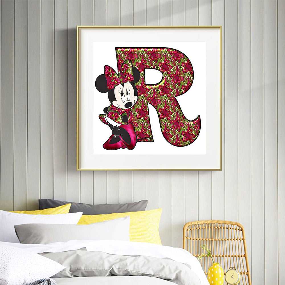 Mickey Mouse Letter R - Full Round Drill Diamond Painting 30*30CM