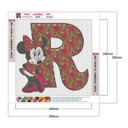 Mickey Mouse Letter R - Full Round Drill Diamond Painting 30*30CM