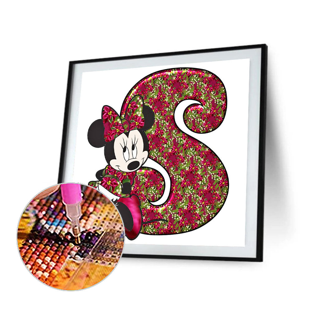 Mickey Mouse Letter S - Full Round Drill Diamond Painting 30*30CM