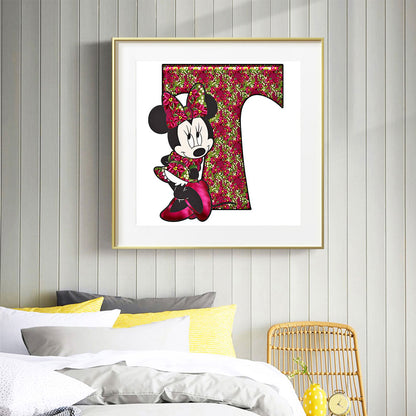 Mickey Mouse Letter T - Full Round Drill Diamond Painting 30*30CM