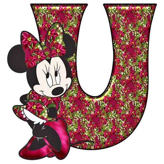 Mickey Mouse Letter U - Full Round Drill Diamond Painting 30*30CM