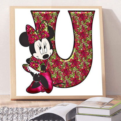 Mickey Mouse Letter U - Full Round Drill Diamond Painting 30*30CM