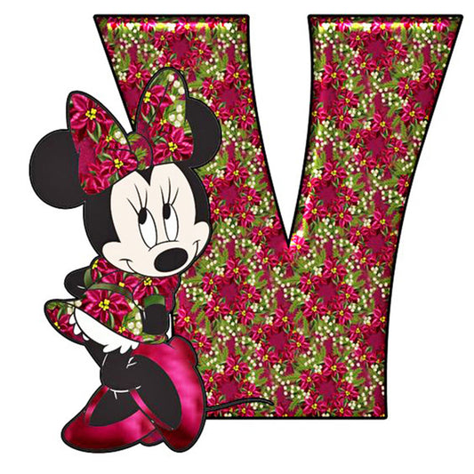 Mickey Mouse Letter V - Full Round Drill Diamond Painting 30*30CM