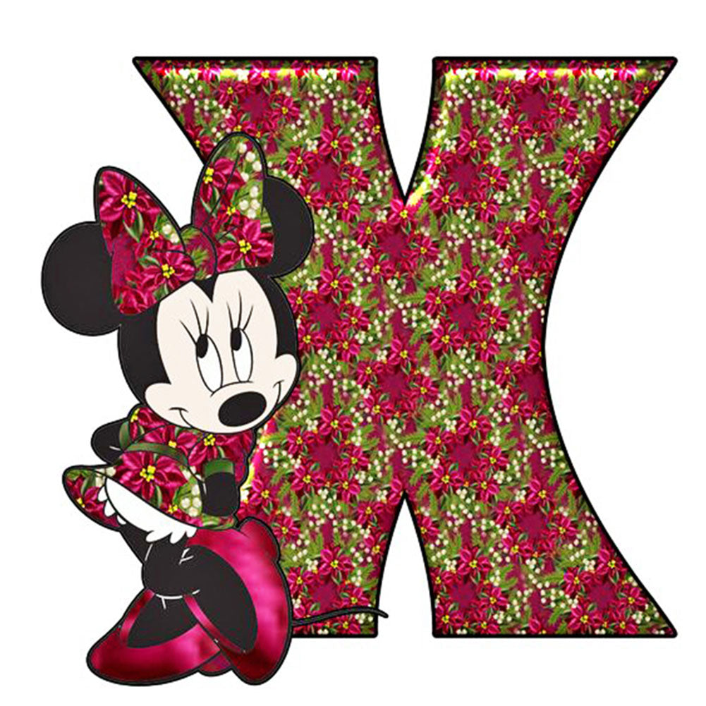 Mickey Mouse Letter X - Full Round Drill Diamond Painting 30*30CM