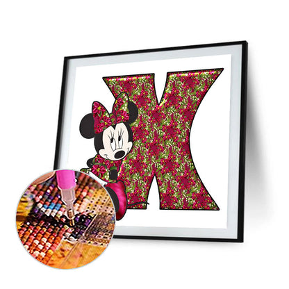 Mickey Mouse Letter X - Full Round Drill Diamond Painting 30*30CM