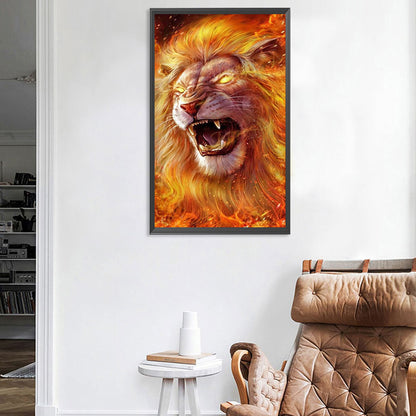 Flame Lion - Full Round Drill Diamond Painting 40*70CM