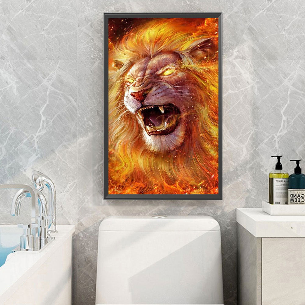 Flame Lion - Full Round Drill Diamond Painting 40*70CM