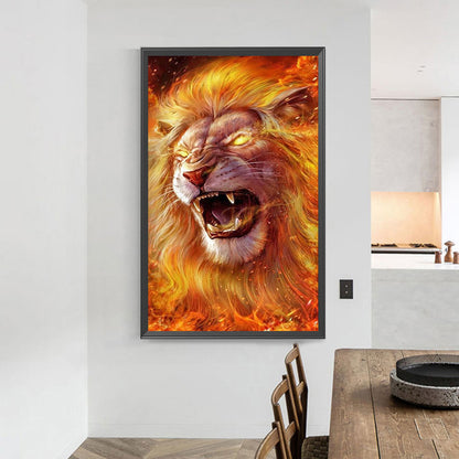 Flame Lion - Full Round Drill Diamond Painting 40*70CM