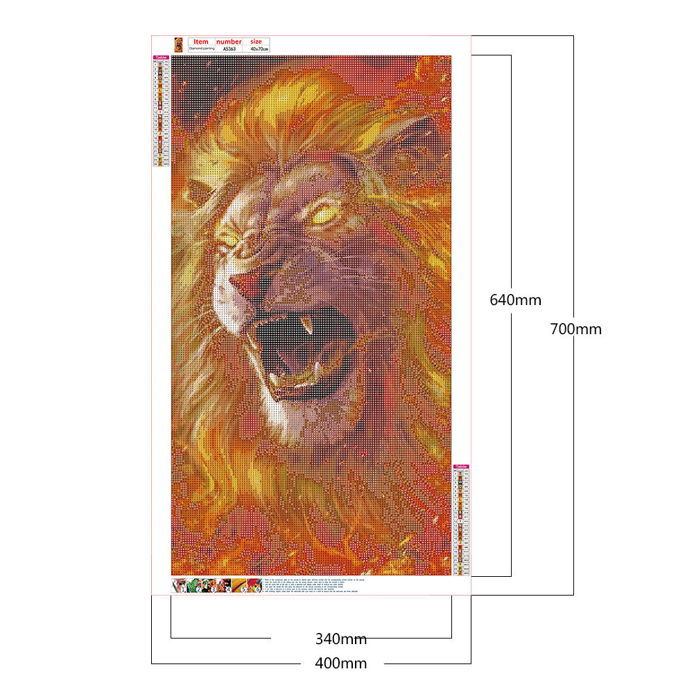 Flame Lion - Full Round Drill Diamond Painting 40*70CM