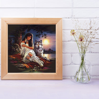 Girl And Wolf - Full Square Drill Diamond Painting 30*30CM