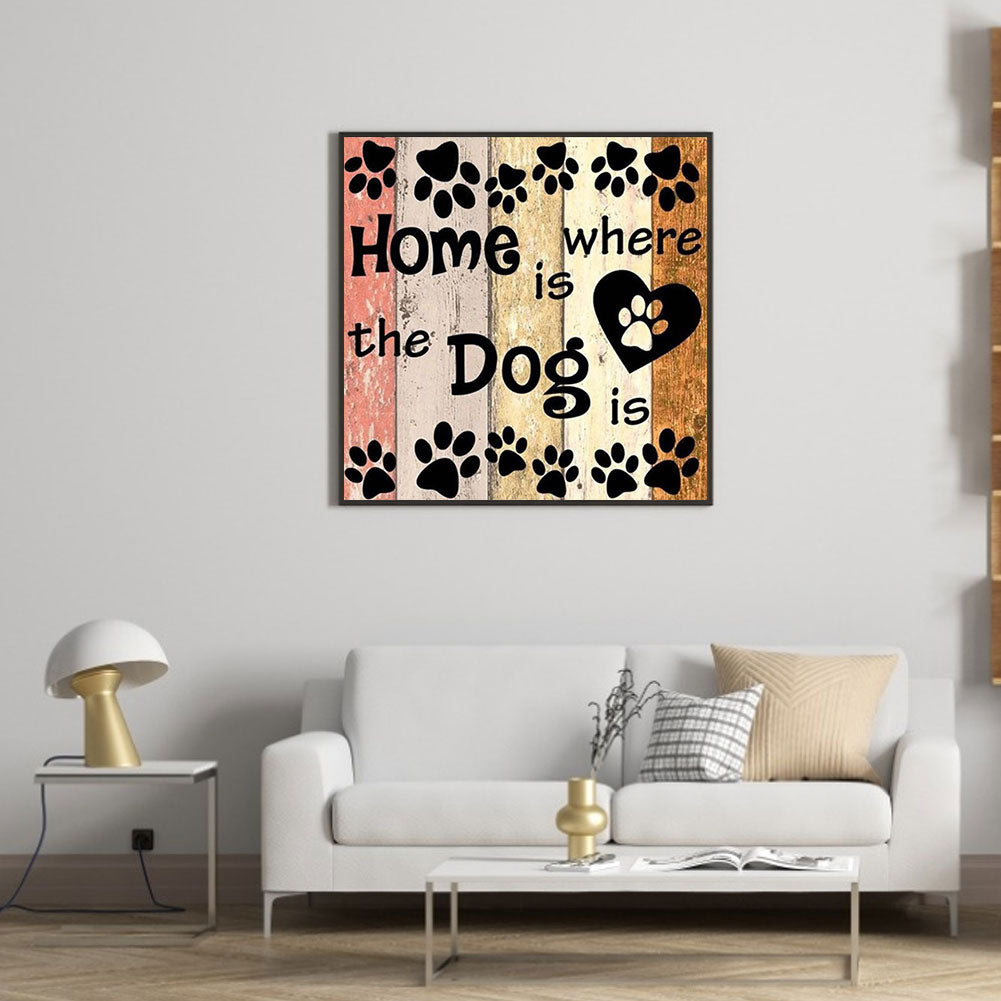 English Dog Footprints - Full Round Drill Diamond Painting 40*40CM
