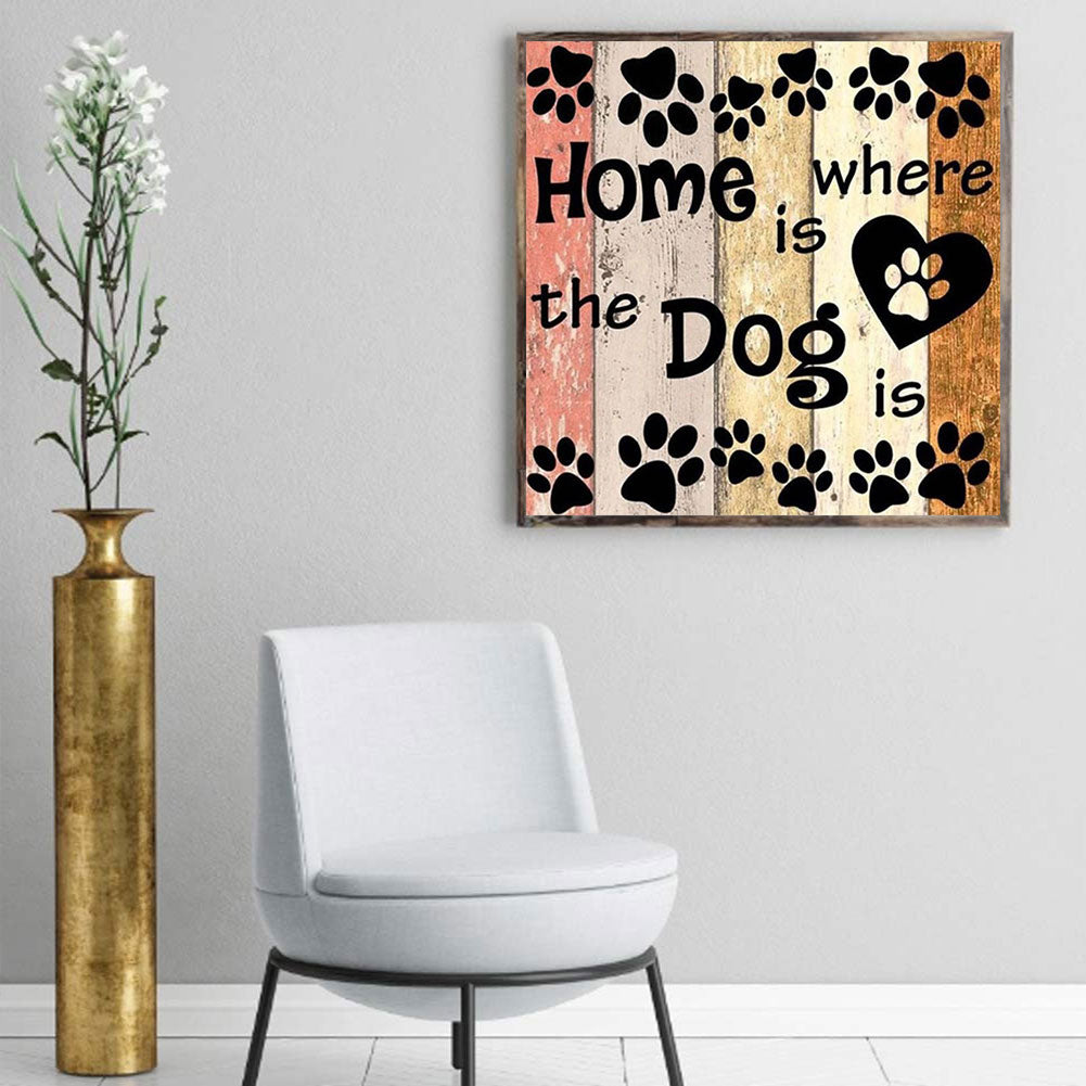 English Dog Footprints - Full Round Drill Diamond Painting 40*40CM