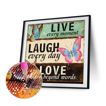 Butterfly In English - Full Round Drill Diamond Painting 40*40CM