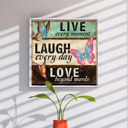 Butterfly In English - Full Round Drill Diamond Painting 40*40CM