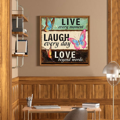 Butterfly In English - Full Round Drill Diamond Painting 40*40CM