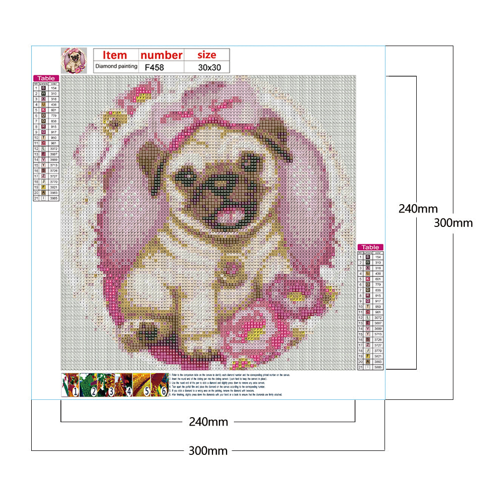 Pug Dog - Full Square Drill Diamond Painting 30*30CM